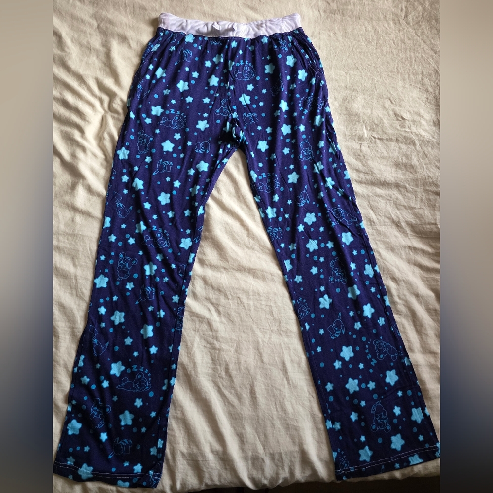 Pokemon Center Teddiursa and Pikachu Pajama Pants, Small, Blue